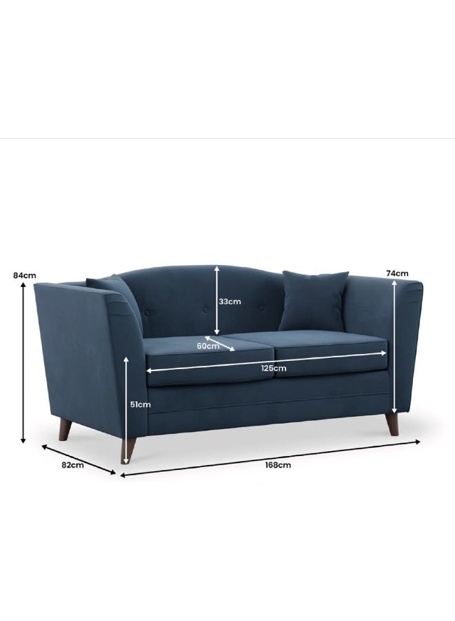 Zayn comforts Luxury Velvet Sofa - Modern Classic Design (Blue, 2-Seater) - Image 2