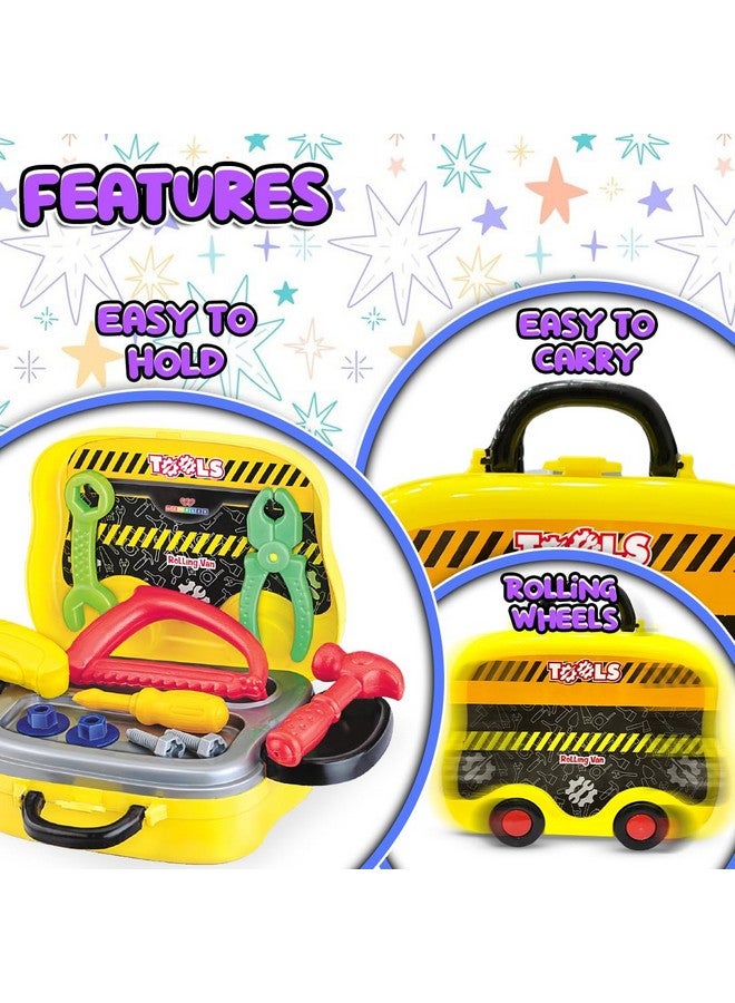 ويمبلي مجموعة أدوات ويمبلي للأطفال من عمر 3 4 5 6 سنوات فما فوق، مجموعة أدوات بناء تظاهرية مع حقيبة حمل بتصميم شاحنة، مثالية كهدية عيد ميلاد - Image 3