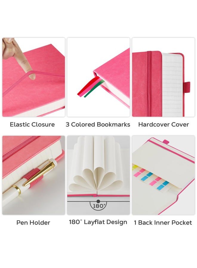 FOCUS DAY Bullet Lined Journal Notebook for Women/Men Writing Work, 320 Pages A4 Large Notebook notepads 8.5 x 11 for Note Taking, Hardcover Leather Journal, 100Gsm Thick Paper, Pink - Image 2