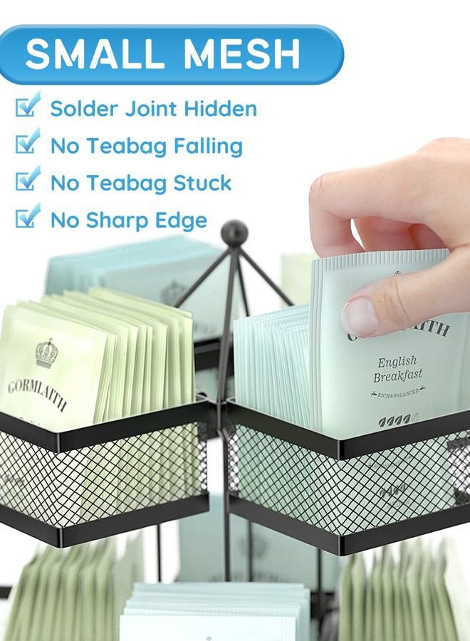 VOGWOLTH Tea Bag Organizer, Spinning Carousel 96 Teabags Container, Lazy Susan Coffee Creamer Sweetener Tea Caddy for Kitchen Counter Cabinet Pantry Shelf Organizer - Image 4