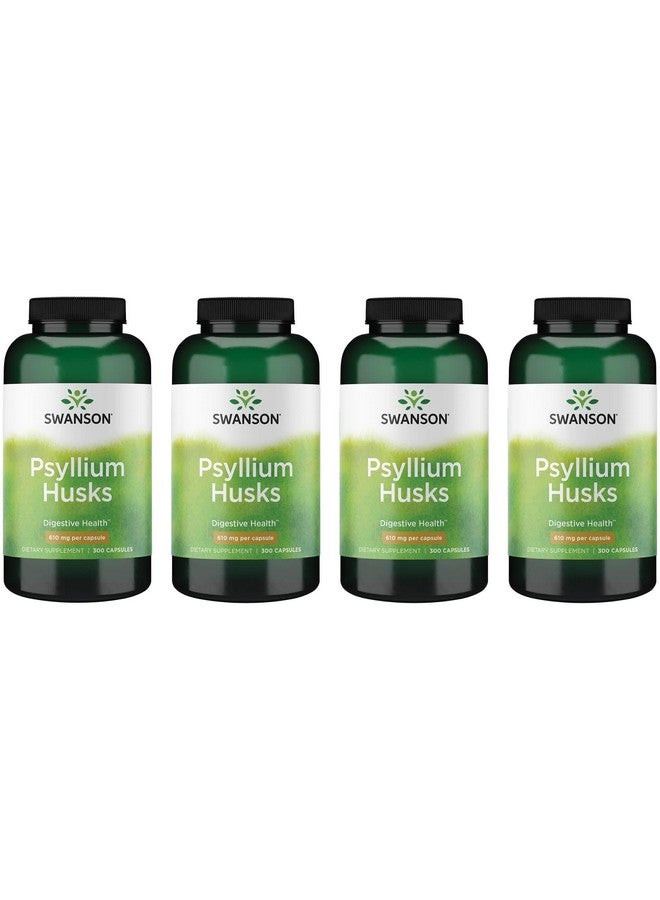 Swanson Psyllium Husk Dietary Fiber Supplement 610 mg 300 Capsules - (4 Pack)