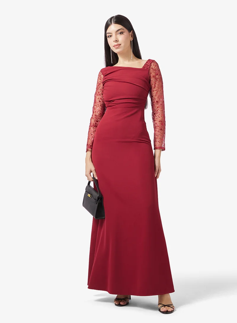 Ella Limited Edition  Evening Dress With Shimmer Sleeves for Women | Best Price UAE