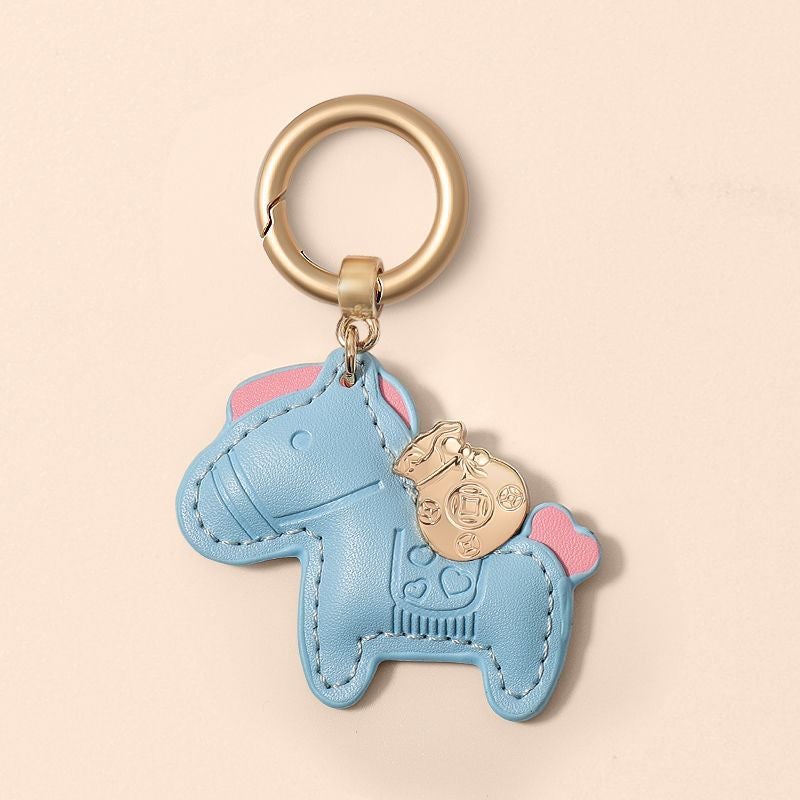 Right Now Rich Auto Leather Cartoon Couple Delicate Small Pendant Accessories Advanced Sense Bag Chain Creative Car Keychain - Image 5