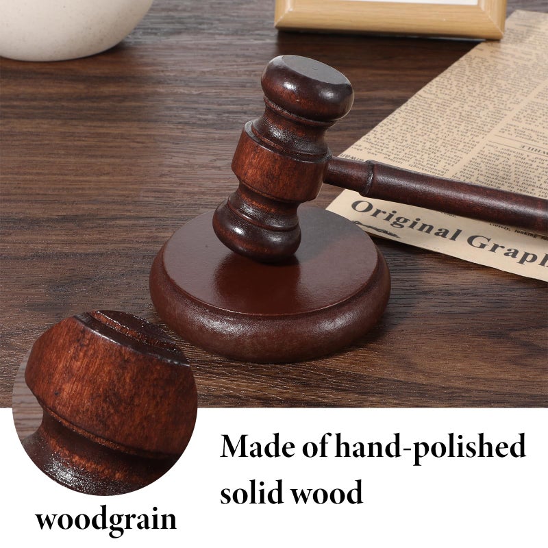 Skrfren Gavel And Sound Block Set For Lawyers  Handmade Wooden Gavel And Block Set Handcrafted Wood Hammer Court Wooden Judge Hammer Gavels Sound Blocks For Lawyer Judge Auction Sale Meetings Student And Gift - Image 4
