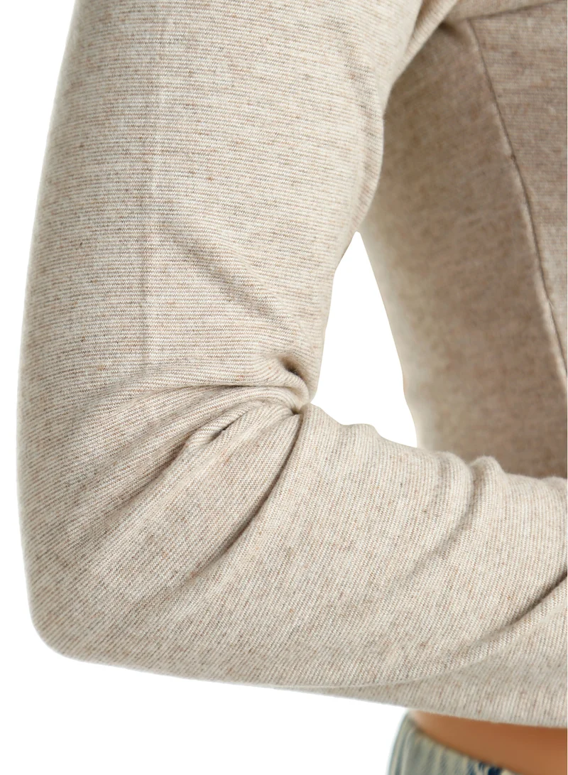 London Rag Off Shoulder Denim Paneling Top