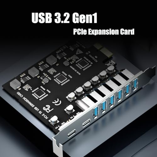 GLOTRENDS GLOTREND U6A2C 8-Port PCIe USB Expansion Card, 2 USB-C & 6 USB-A Ports (USB 3.2 Gen 1), Compatible with Windows Linux (Not for Mac OS) - Image 2