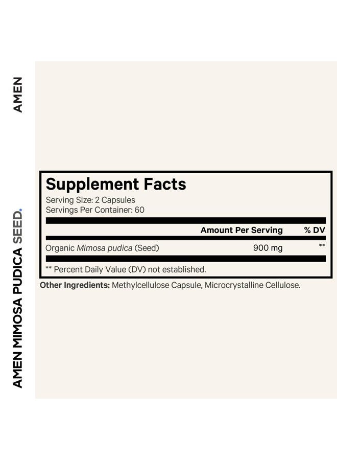 Amen Organic Mimosa Pudica Seeds Capsules, 2 Month Supply, Vegan Mimosa Pudica Seed Plant Supplement - Mimosine Sensitive Plant Pills - Fat Soluble Dietary Supplement - Non-GMO & Vegan - 120 Capsules - Image 2