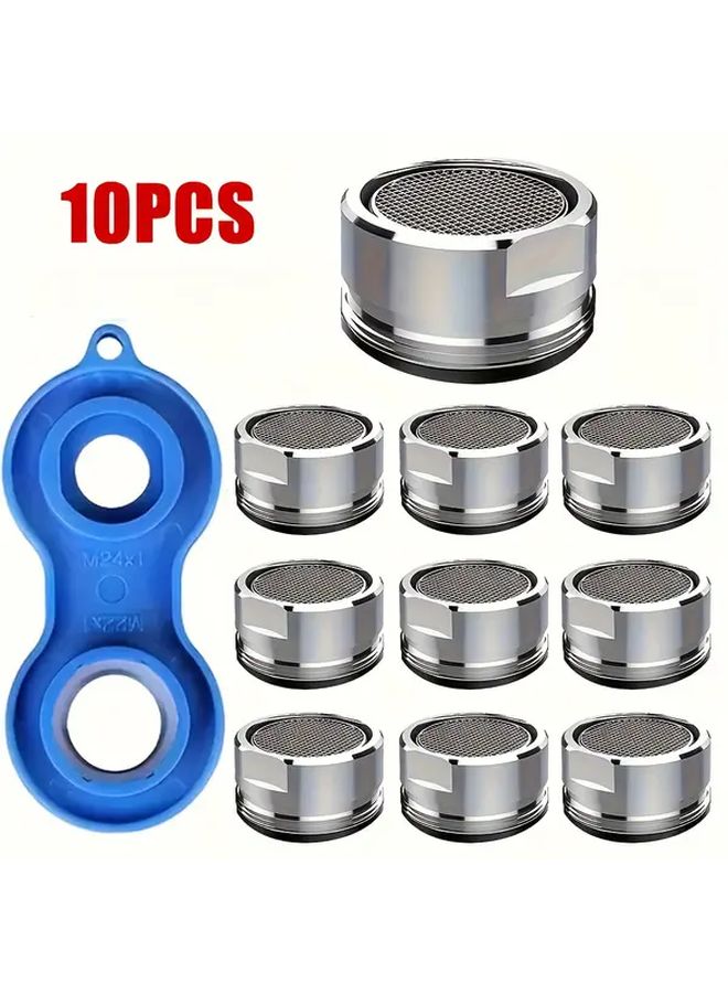 10pcs M24 Thread Stainless Steel Faucet Aerator With Install Wrench Rust Resistant - Image 2