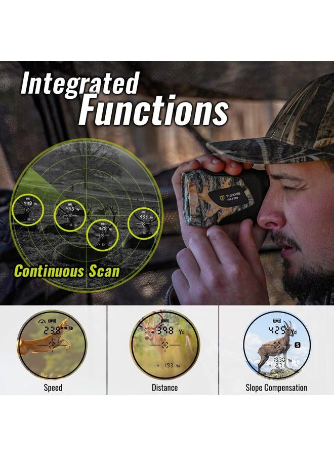 TIDEWE Hunting Rangefinder with Rechargeable Battery, 700Y Camo Laser Range Finder 6X Magnification, Distance/Angle/Speed/Scan Multi Functional Water-Resistant Rangefinder with Case - Image 2