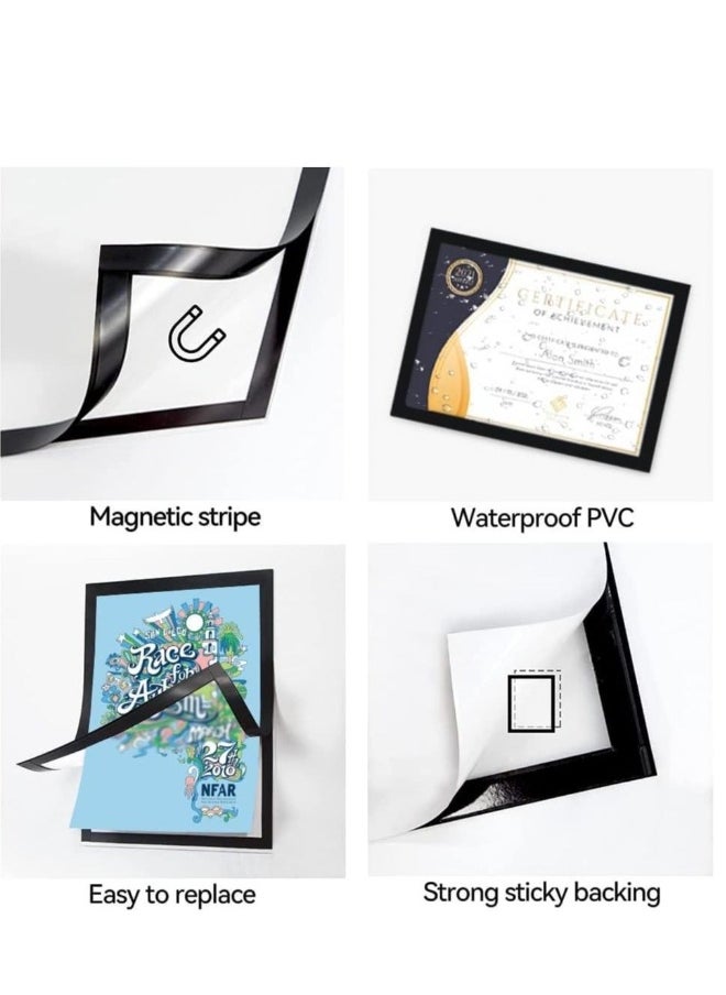Generic - A3 Magnetic Display Frame, Self Adhesive Paper Holder, for Ad Display, Storage Photos, Notices, Documents Photo Frame Alternatives (5Pack, Black) - Image 1