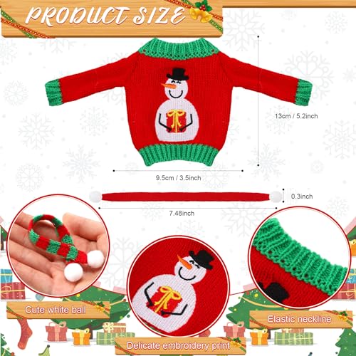 Meanplan 12 Pcs Christmas Doll Clothes Accessories Set Sweater Christmas Doll Scarf Elk Snowflake Xmas Tree Print Small Sweater Knitted Clothing OutfitSnowflake - Image 5