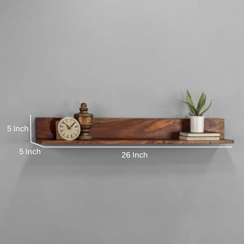 carpentray -1 Set 26 Inch Long Floating Shelf for Wall Natural Walnut Wood Wall Shelves Picture Ledge Wall Bookshelf for Living Room Bedroom Kitchen Office Home D?cor (26 Inch Long) - Image 2
