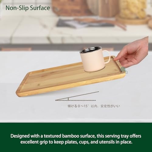 Skovtree Bamboo Serving Tray, Food Tray for Eating and Serving Coffee, Tea, 15.8x11.8 Inch - Image 4