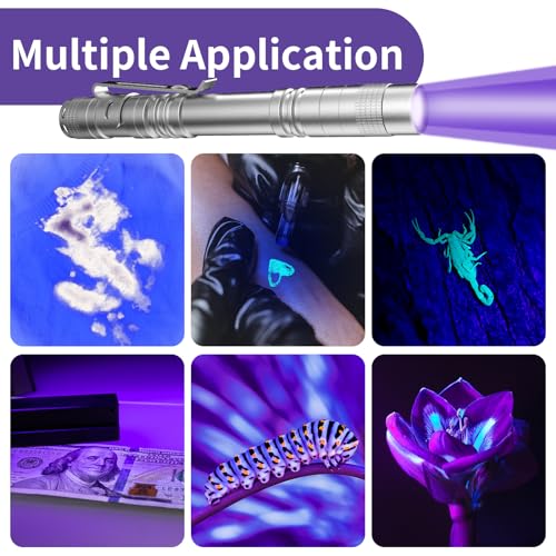 COSOOS 2 UV Flashlight Black Light, 2 Pack 395nm Mini Pen Light with Clip, Waterproof Ultraviolet Flashlight for Pet Urine Detector, Scorpions Finder, Hotel Inspection, Dry Stain and Bed Bugs - Image 2