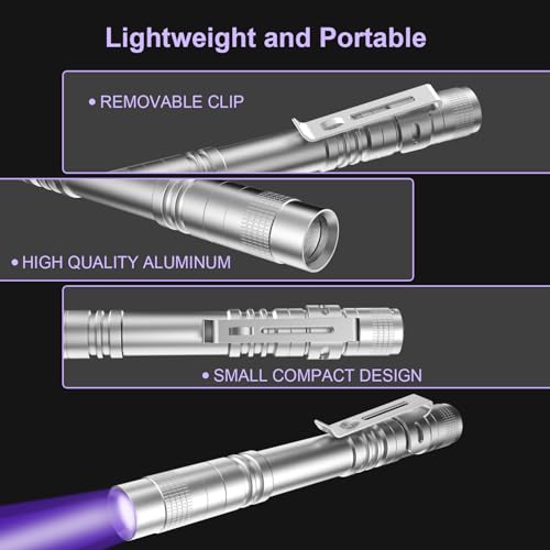 COSOOS 2 UV Flashlight Black Light, 2 Pack 395nm Mini Pen Light with Clip, Waterproof Ultraviolet Flashlight for Pet Urine Detector, Scorpions Finder, Hotel Inspection, Dry Stain and Bed Bugs - Image 3