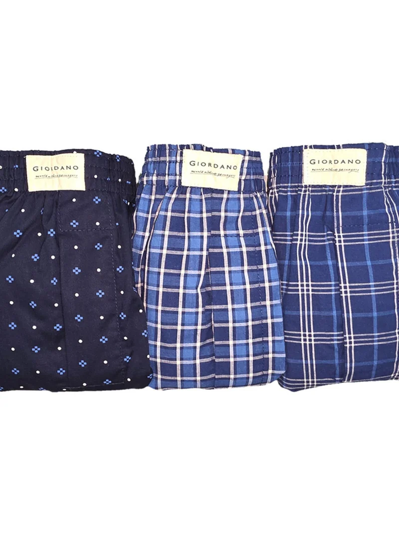 GIORDANO Men's Cotton Poplin Regular Fit Boxers 3pcs Pack
