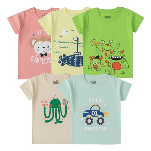 Luke and Lilly Baby Boys Printed Cotton Half Sleeve Tshirt - Image 1