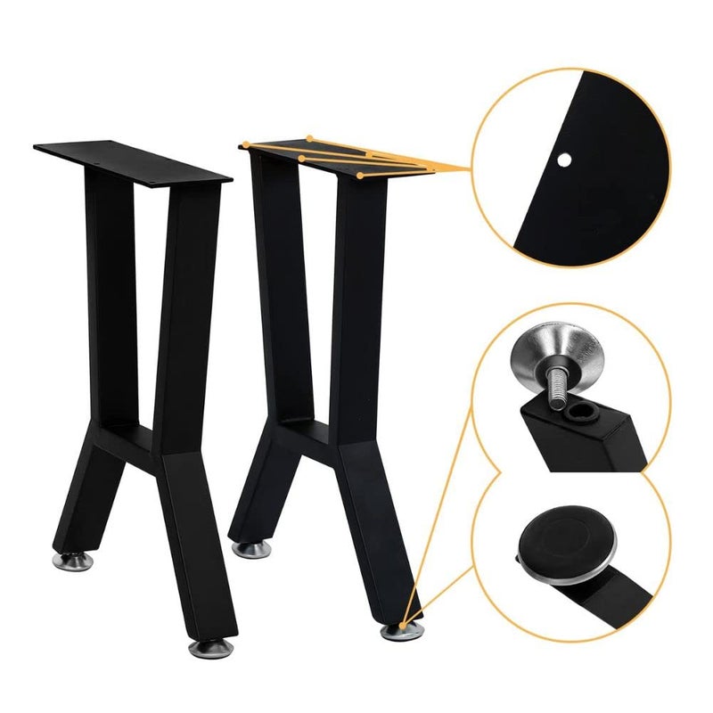 Ventuos Legs 28 Inch Heavy Duty Sofa Legs Bench Legs Trapezoid Shaped Adjustable Metal Coffee Table Legs Set of 2 Mid Century Home DIY Projects Black Legs Furniture Black H Shape Pack of 2 - Image 4