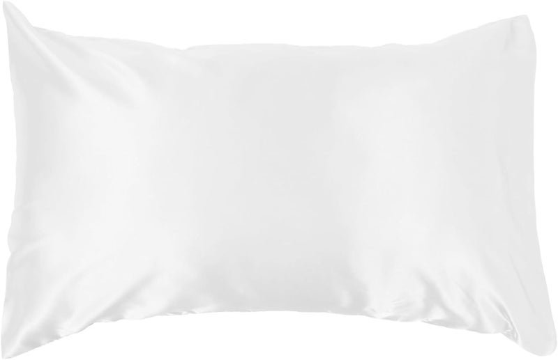 Queen Size Cooling Pillowcase Soft Simulated Silk Pillow Cover White Envelope Closure Breathable Bedding for Bedroom Sleep - Image 1