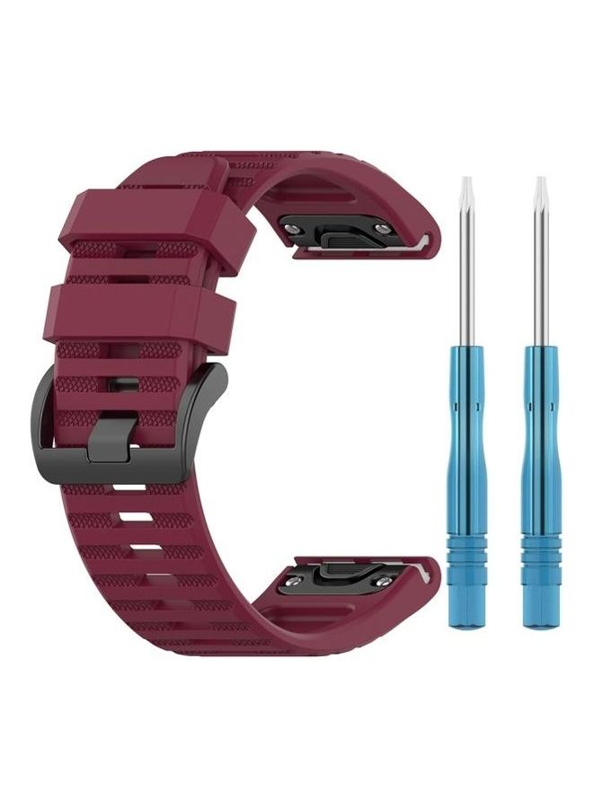 NIBEMINENT Quick Release Official Texture Wrist Strap For Garmin Fenix 6X 26mm Wine Red - Image 5