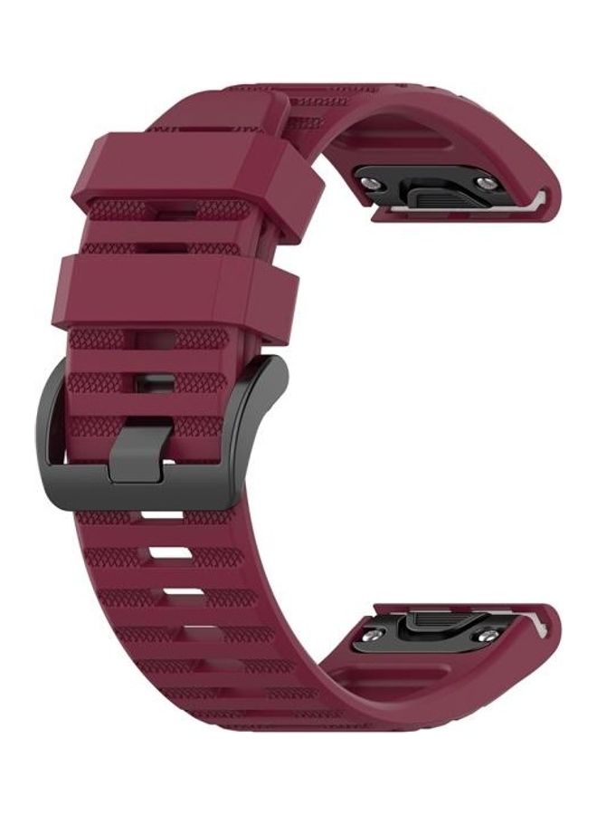 NIBEMINENT Quick Release Official Texture Wrist Strap For Garmin Fenix 6X 26mm Wine Red - Image 3