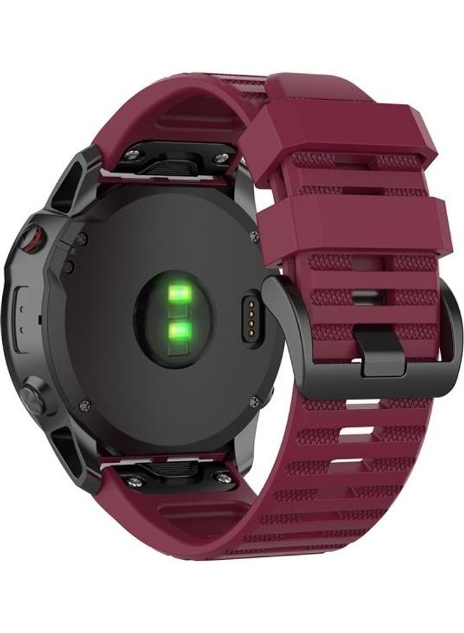 NIBEMINENT Quick Release Official Texture Wrist Strap For Garmin Fenix 6X 26mm Wine Red - Image 2