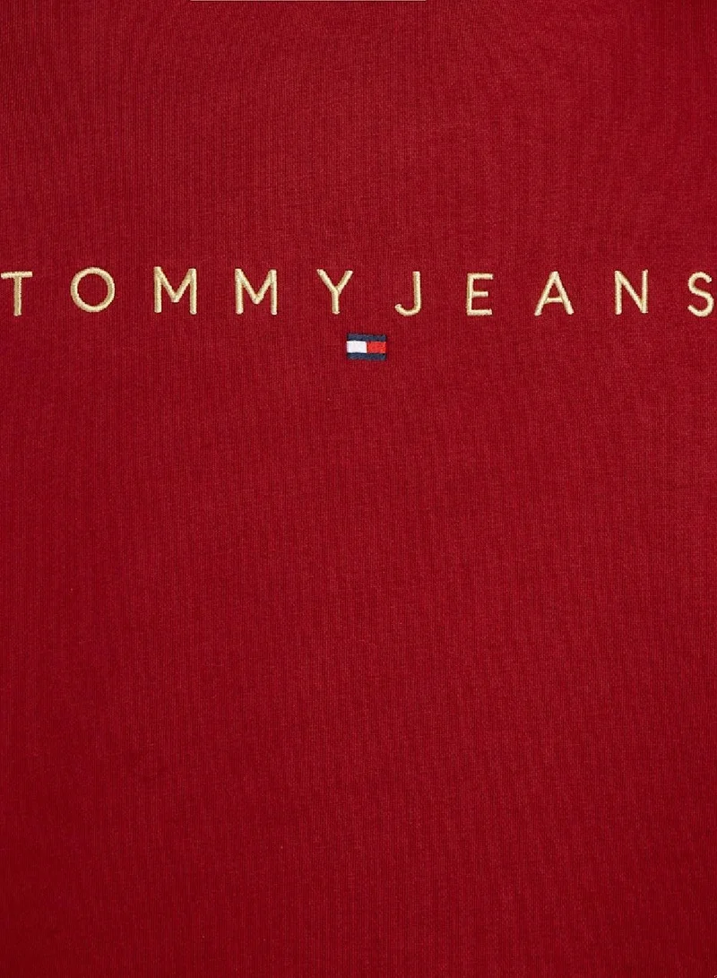 TOMMY JEANS Men's Regular Fit Linear Hoodie , Red - Cotton