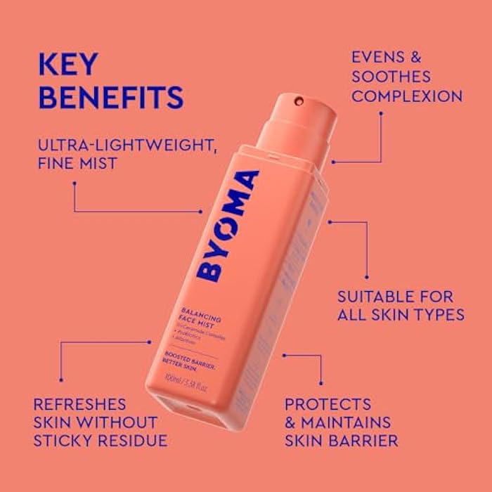 BYOMA Balancing Face Mist - pH Balanced Face Toner with Ceramides, Probiotics & Allantoin - Alcohol Free Toner Spray - Balance, Soothe & Refresh Throughout The Day - 3.38 fl. oz - Image 3