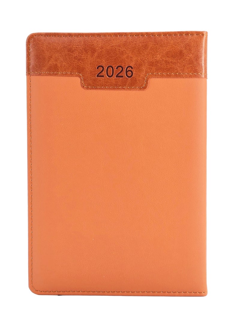 2026 A5 PU Leather Diary, Daily Planner - Brown - Image 1