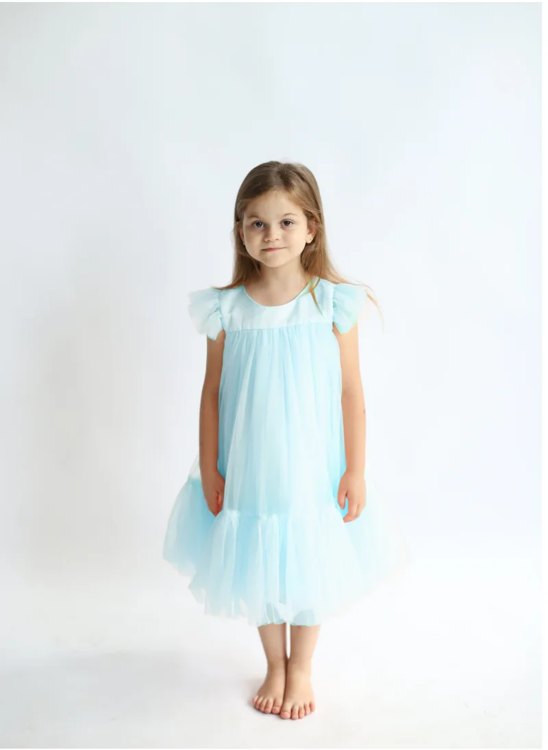 دىدانيالا D' Daniela - Pleated Semi Casual Dress Light Blue