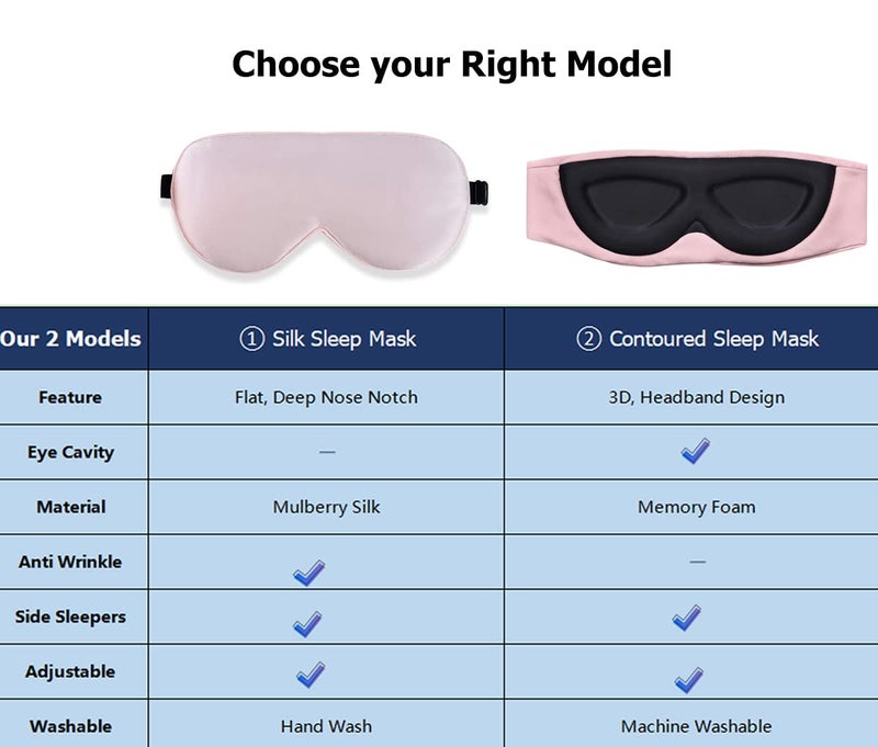 Alaska Bear Natural Silk Sleep Eye Mask Pink, Back Black for Blackout - Image 3