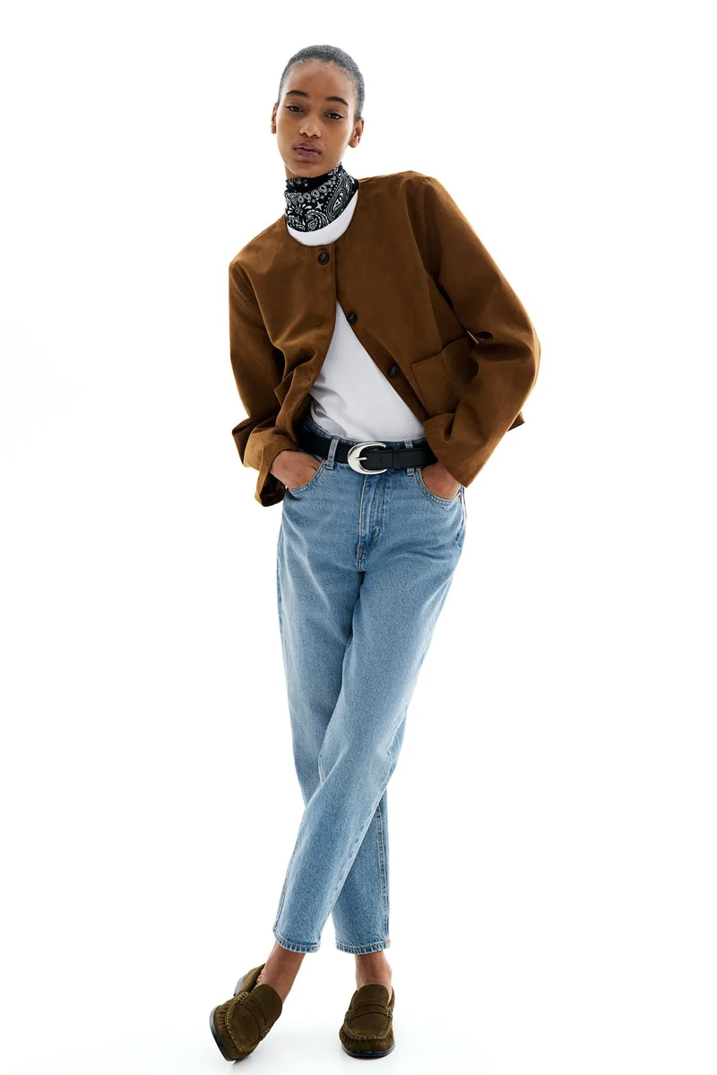 اتش اند ام جينز موم بطول الكاحل وخصر مرتفع بقصّة سلِم