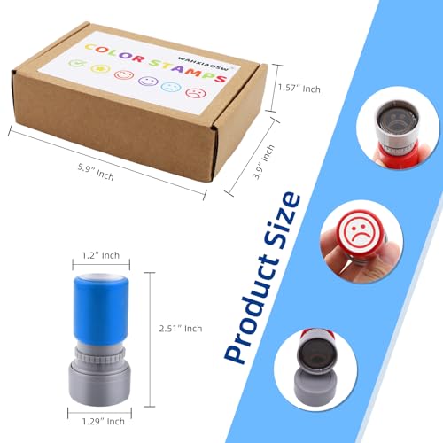 WAHXIAOSW 6pcs Rubber Teacher Stamps for Grading, Self-Inking, Office Stationery Stamps, Vibrant Colors, Best Homework Stamps, Encouraging Classroom Comments(Smiley Stamps) - Image 2