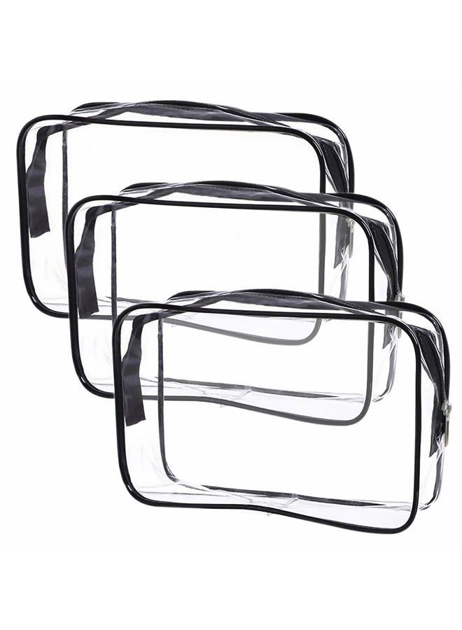 Cosywell Clear Toiletry Bag Quart Size Bag Travel Makeup Cosmetic Bag PVC Toiletries Cosmetic Pouch for Women Men 3PCS (S)  - Image 1