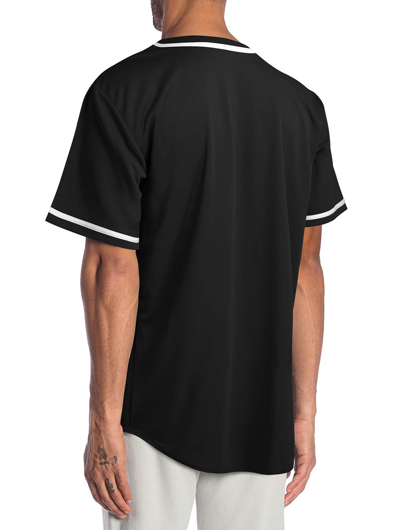 Hat and Beyond Mens Baseball Jersey Stripe Button Down Shirts Team Sports Uniforms (Small,1DL01_Black) - Image 2