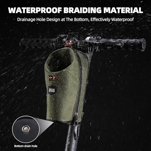 ROCKBROS Electric Scooter Bag, Bike Handlebar Bag with External Water Bottle Holder, Prorietary Magnetic Snap 1.5L Storage Bag for Electric Scooters, Ebike and Folding Bicycles, Green - Image 5