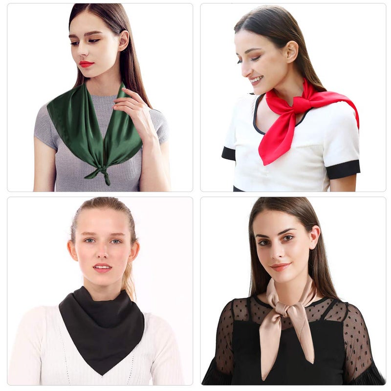 AOLIGE Scarfs for Women Satin Square Neck Scarfs for Women Lightweight 27" x 27" - Image 4