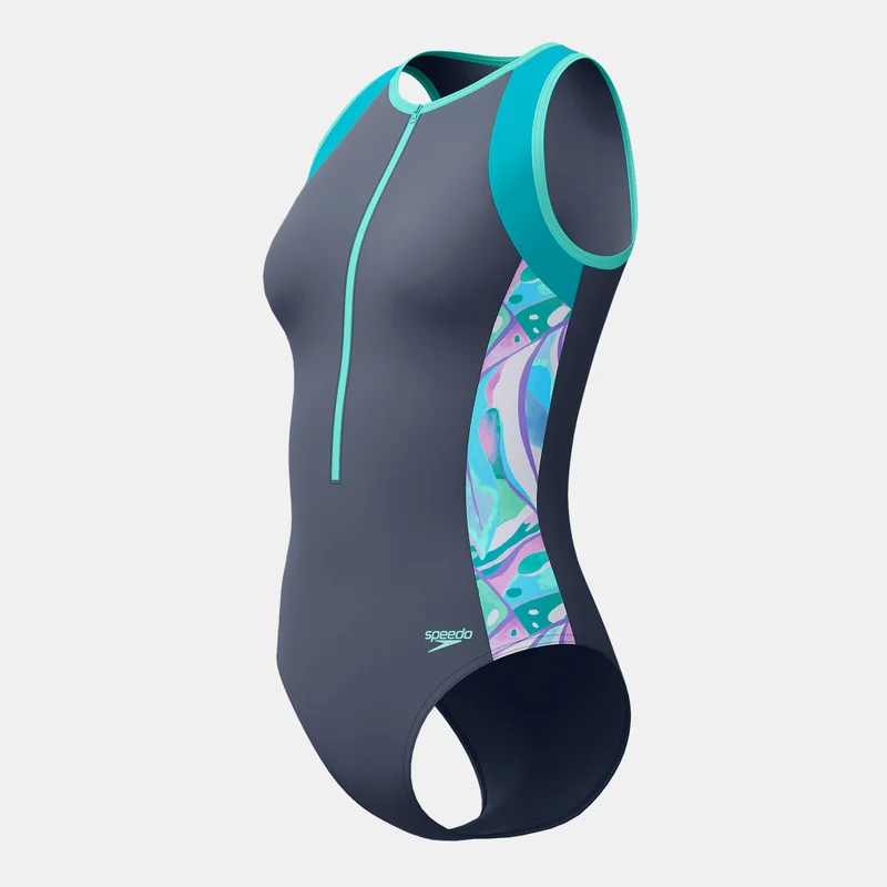 speedo Blue Women's Panel One-Piece Swimming Hydrasuit for Women | Best Price UAE