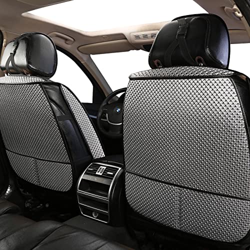Auto Newer 2PCS Luxury Breathable Car Seat Cover,Front Car Seat Protector, Fit Four Seasons of Universal Automotive Vehicle Cushion Cover, Compatible with 90% Cars,SUV,Trucks (Gray,Front Seats) - Image 2