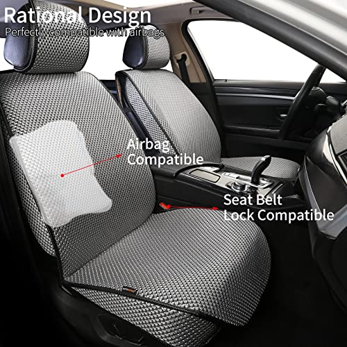 Auto Newer 2PCS Luxury Breathable Car Seat Cover,Front Car Seat Protector, Fit Four Seasons of Universal Automotive Vehicle Cushion Cover, Compatible with 90% Cars,SUV,Trucks (Gray,Front Seats) - Image 4