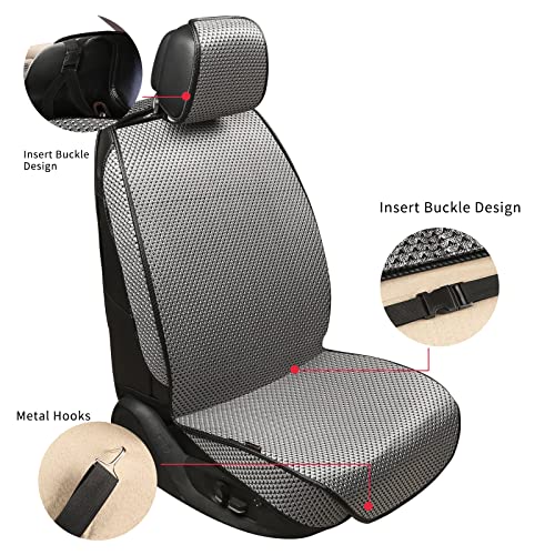 Auto Newer 2PCS Luxury Breathable Car Seat Cover,Front Car Seat Protector, Fit Four Seasons of Universal Automotive Vehicle Cushion Cover, Compatible with 90% Cars,SUV,Trucks (Gray,Front Seats) - Image 3