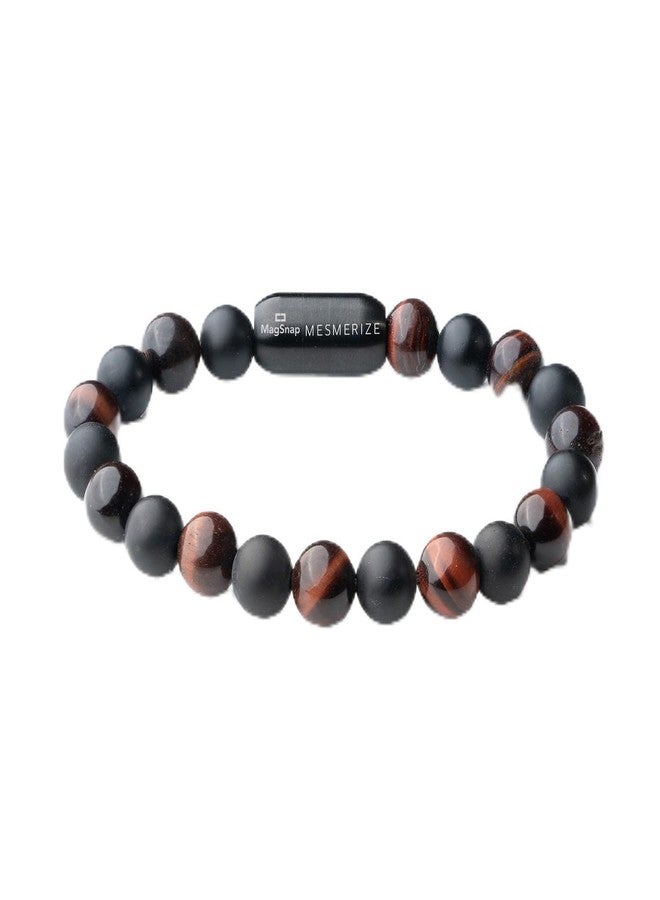 Mesmerize مجموعة أساور ميزمرايز المصنوعة من الأحجار الطبيعية | للرجال والنساء | حجم الخرز 8 مم (النمر الأحمر، كبير) - Image 1