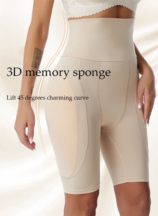 DUNISO Women's high waisted shapewear shorts，tummy control shorts with sponge pad for abdominal control, breathable and soft, suitable for postpartum shapewear or daily wear, beige, size M  - Image 3