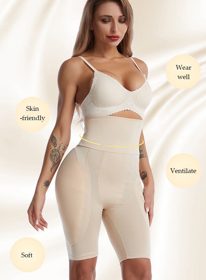 DUNISO Women's high waisted shapewear shorts，tummy control shorts with sponge pad for abdominal control, breathable and soft, suitable for postpartum shapewear or daily wear, beige, size M  - Image 4