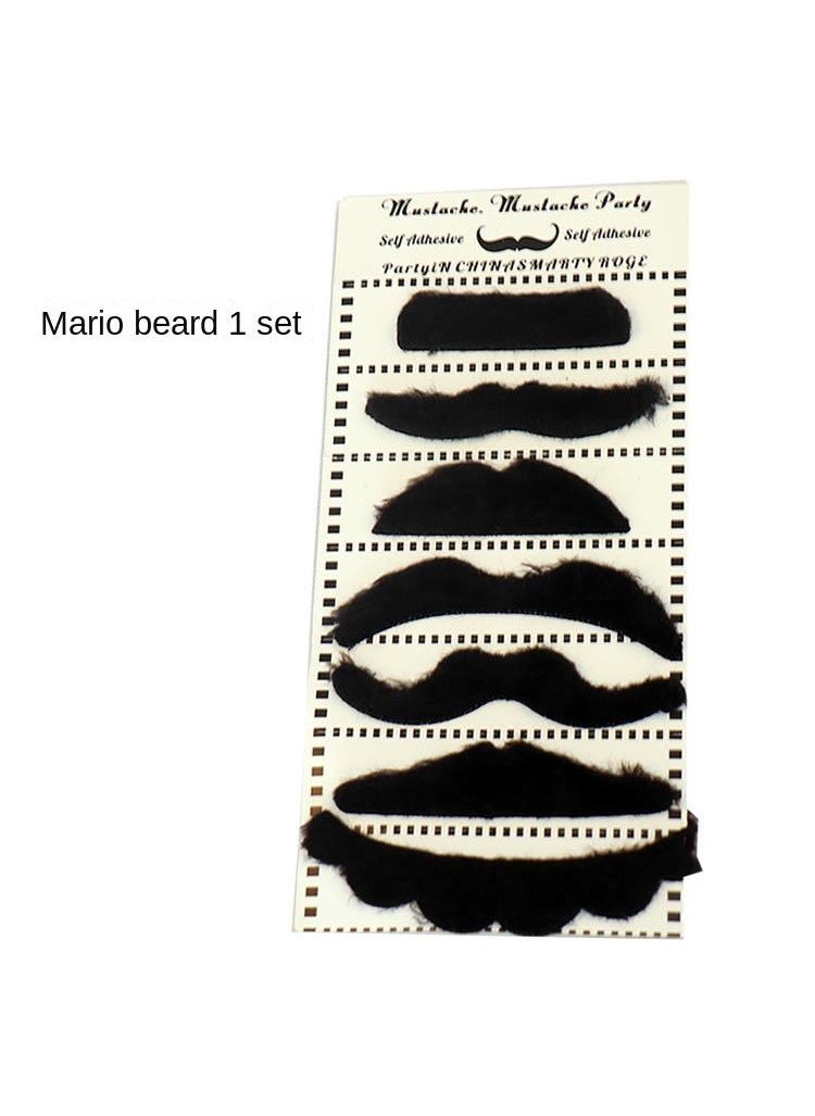 Super Mario Brother Luigi Game Beard Set 2 Buttons+A hat+A Set Of Beards