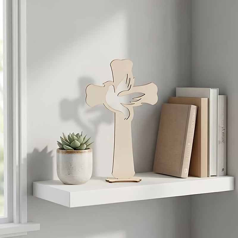 Wooden Cross Shaped Ornaments 10 Set Hollow Design for Home Decor Party - Image 5