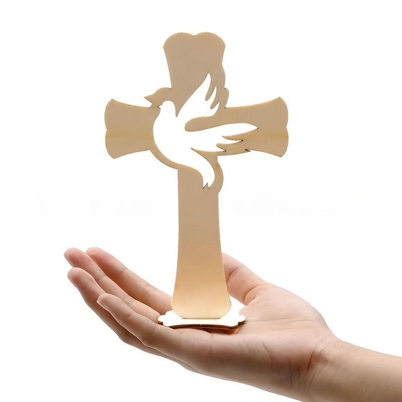Wooden Cross Shaped Ornaments 10 Set Hollow Design for Home Decor Party - Image 3