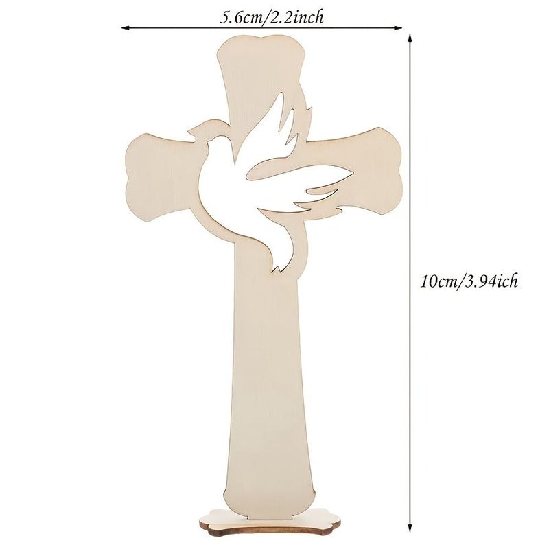 Wooden Cross Shaped Ornaments 10 Set Hollow Design for Home Decor Party - Image 2