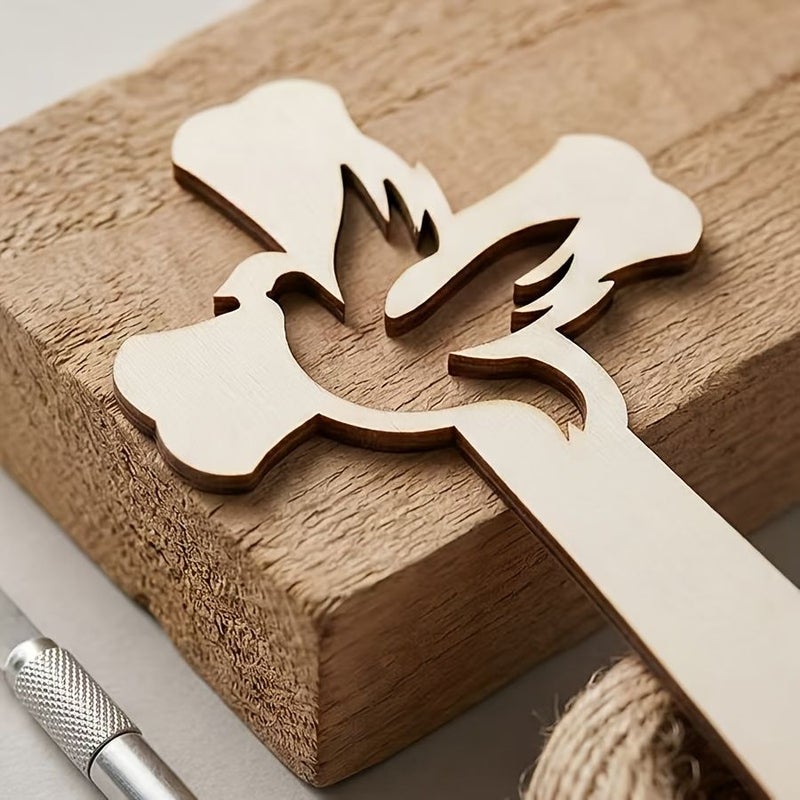 Wooden Cross Shaped Ornaments 10 Set Hollow Design for Home Decor Party - Image 4