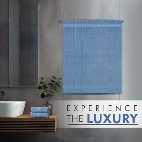 Ambra Linens 500 GSM Highly Absorbent Towels Set, 100% Cotton, Soft and Plush, All Seasons Use, Large, Everyday Use, Durable (4 Pcs Hand Towel Set, Sky Blue) - Image 3